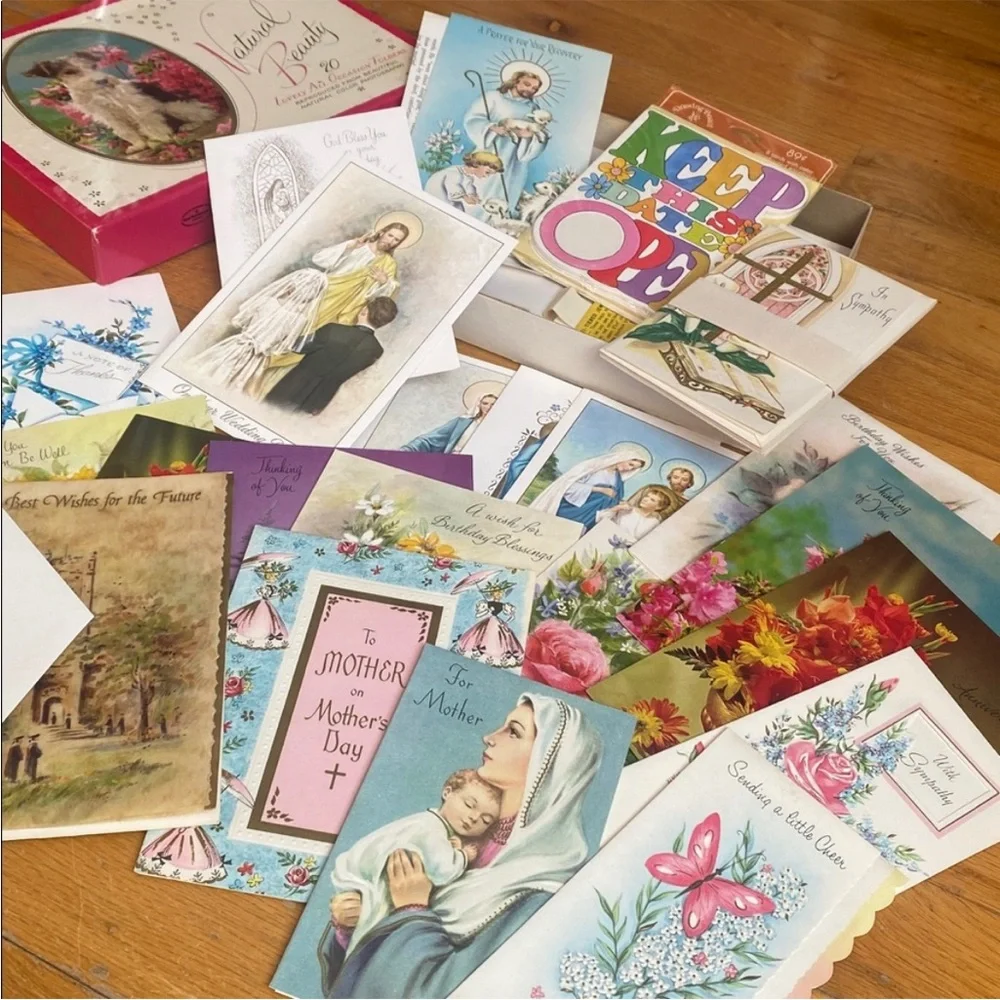 Box of 1960's Miscellaneous Vintage Greeting Cards